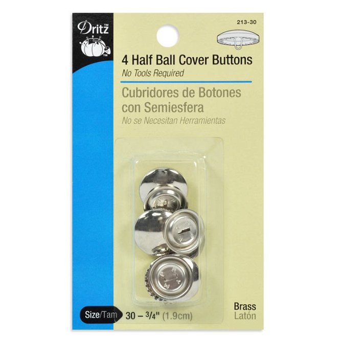 Dritz 4 Half Ball Cover Buttons - Size 30