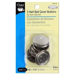 3 Half Ball Cover Buttons - Size 45