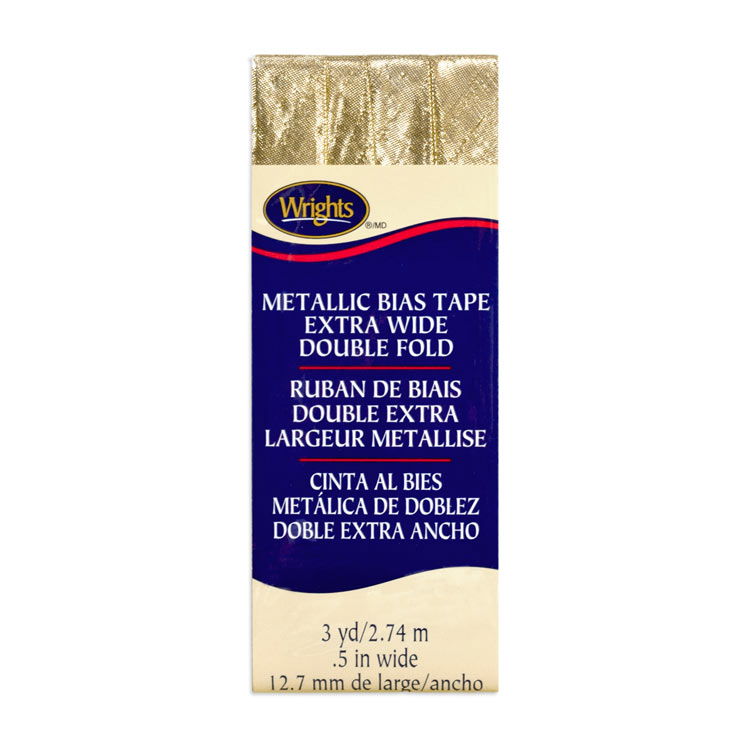 Wrights 1/2" Gold Metallic Lame Extra Wide Double Fold Bias Tape 3