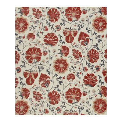 Robert Allen Faded Floral Lacquer Red Fabric