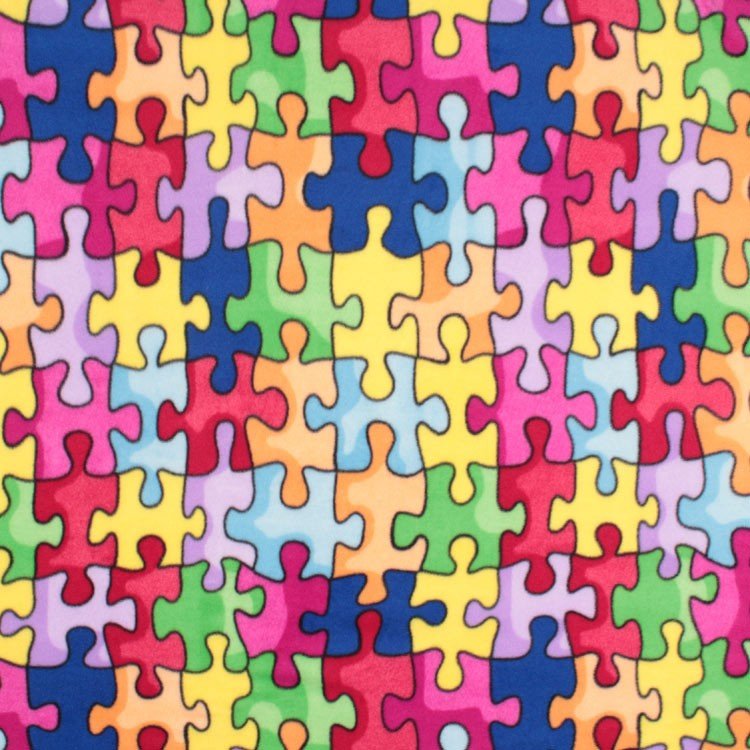 Jigsaw Puzzle WinterFleece Fabric