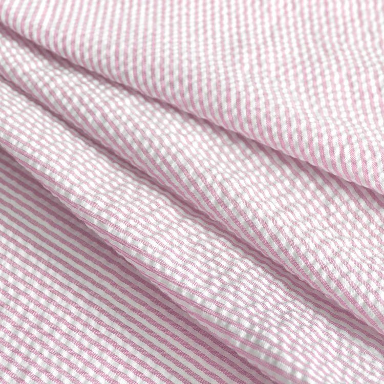 Tourist Hand Printed Stripe Linen Tunic Dress - Pink and White