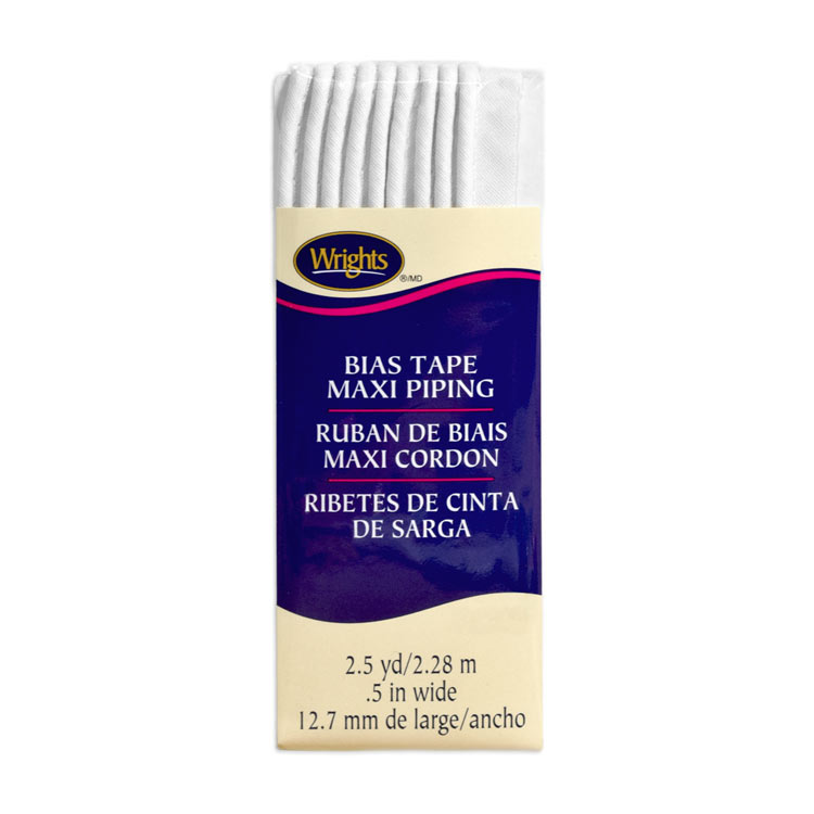Wrights 1/2" White Maxi Piping Bias Tape - 2-1/2 Yards