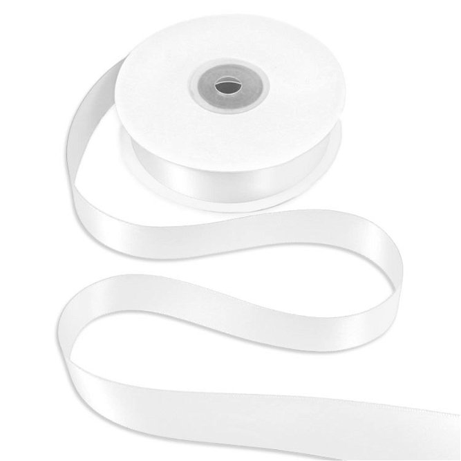 7/8&quot; White Double Face Satin Ribbon - 25 Yards