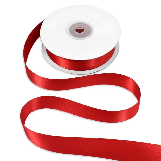 7/8&quot; Red Double Face Satin Ribbon - 25 Yards