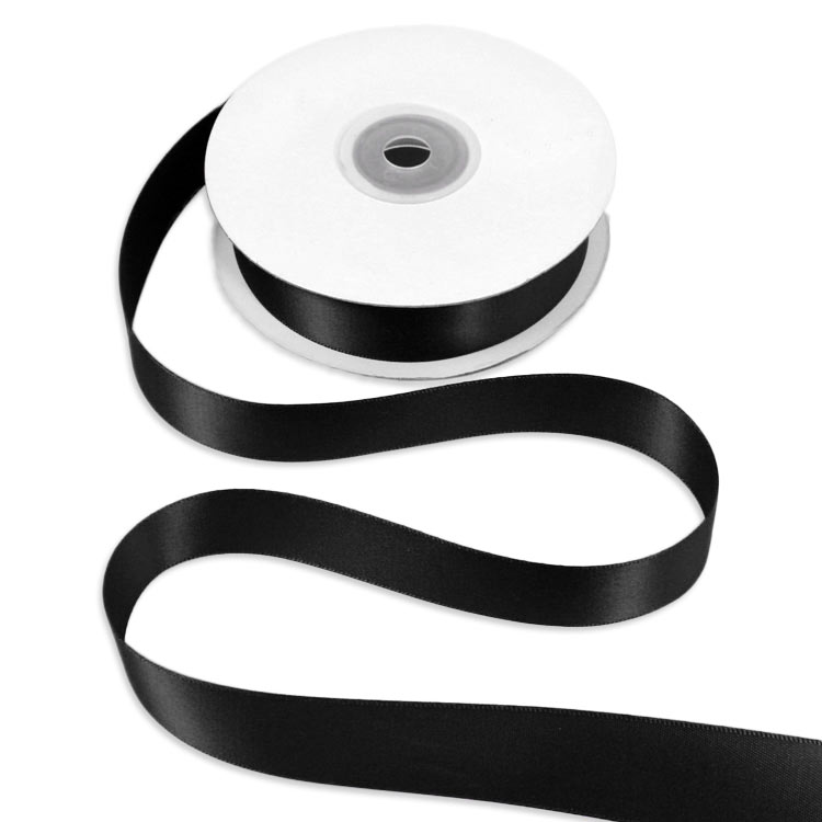 7/8" Black Double Face Satin Ribbon - 25 Yards