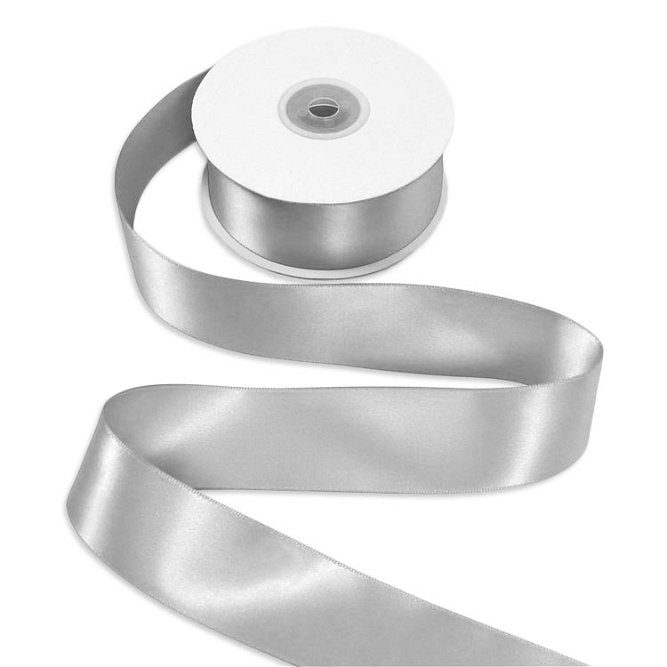 1-1/2&quot; Silver Double Face Satin Ribbon - 25 Yards