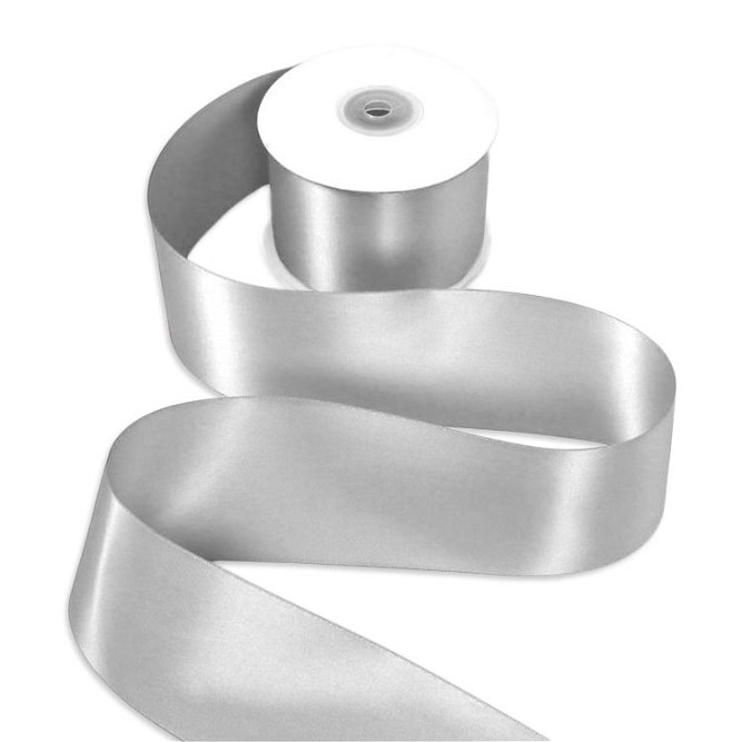 2-1/2&quot; Silver Double Face Satin Ribbon - 25 Yards