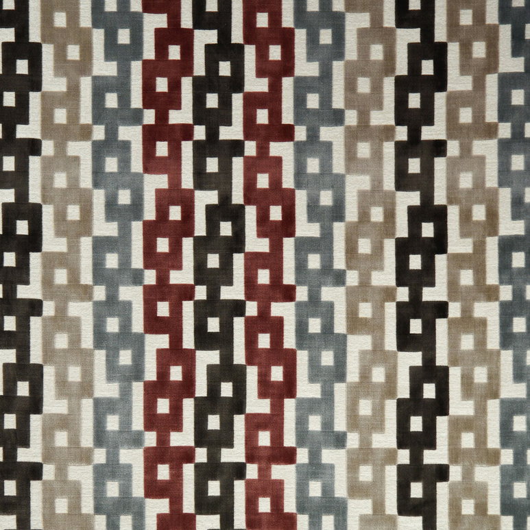 Kravet Chain Velvet Paprika/Grey Fabric