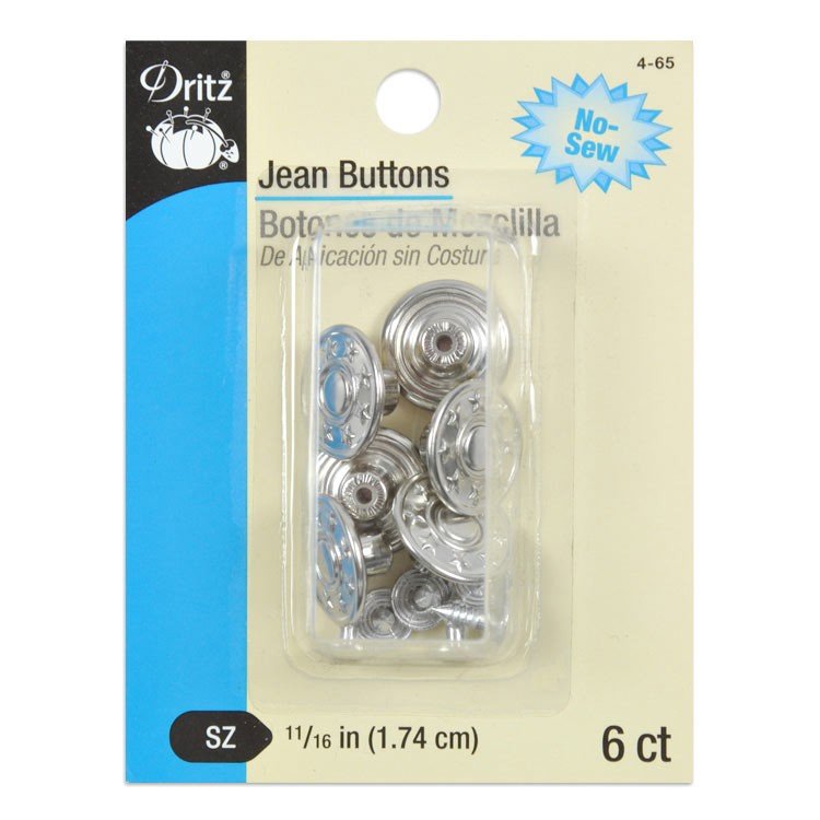 Dritz No-Sew Jean Buttons 11/16 6/Pkg