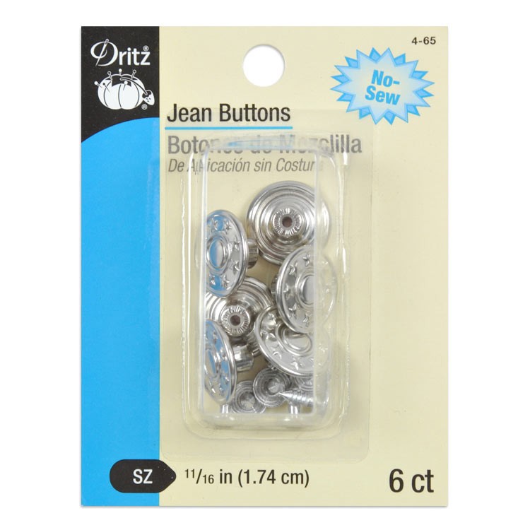 Dritz 6 Nickel Jean Buttons - 11/16"