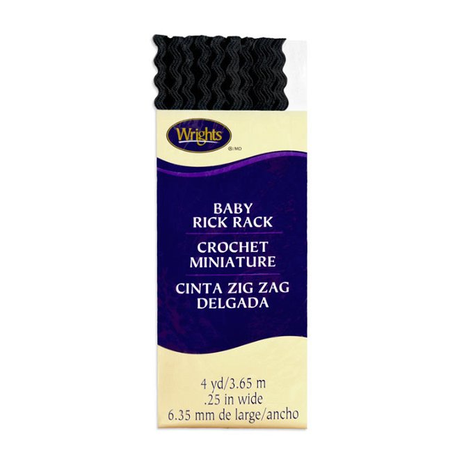 Wrights 1/4&quot; Black Baby Rick Rack Tape - 4 Yards