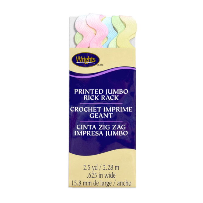 Wrights 5/8&quot; Pastel Jumbo Rick Rack Tape - 2-1/2 Yards