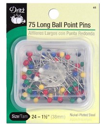 Dritz 75 Long Ball Point Pins - Size 24