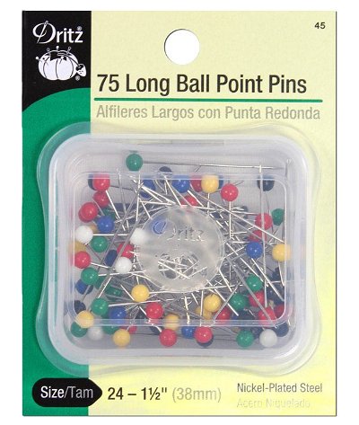 Dritz 75 Long Ball Point Pins - Size 24