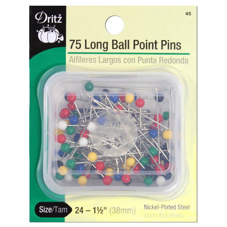 Dritz 75 Long Ball Point Pins - Size 24