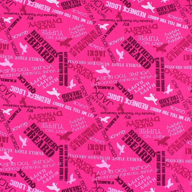 Springs Creative Duck Dynasty Sayings Pink Fabric