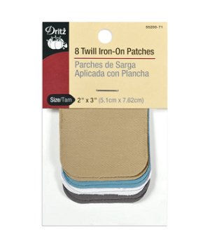Dritz 8 Light Assorted Twill Iron-On Patches