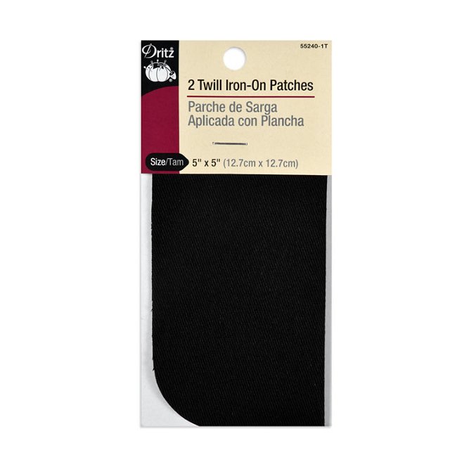 Dritz 2 Black Twill Iron-On Patches