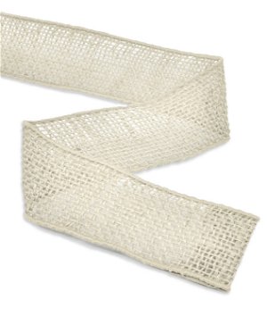 2 inch Off White Wired Burlap Ribbon - 10 Yards