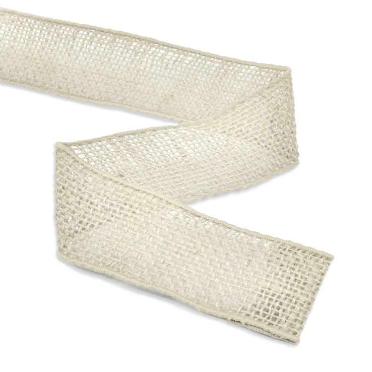 2" Off White Wired Burlap Ribbon - 10 Yards