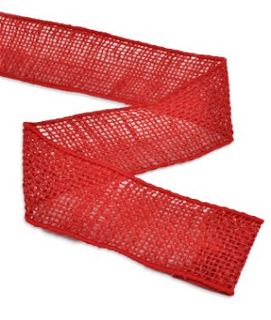 2" Red Wired Burlap Ribbon - 10 Yards