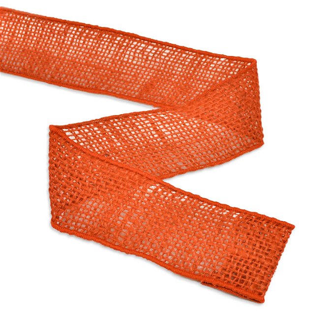 2&quot; Orange Wired Burlap Ribbon - 10 Yards