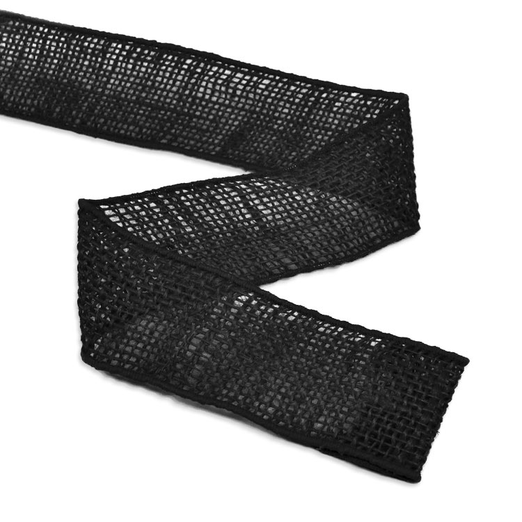 2" Black Wired Burlap Ribbon - 10 Yards