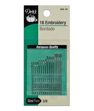 Dritz 16 Embroidery Hand Needles - Size 3/9
