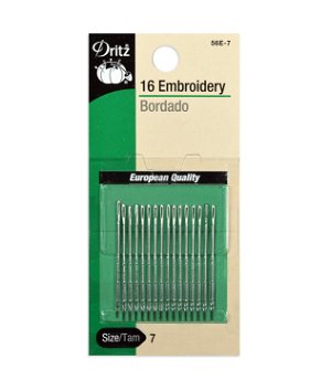 Dritz 16 Embroidery Hand Needles - Size 7