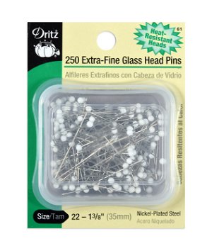Dritz 250 Extra-Fine Glass Head Pins - Size 22