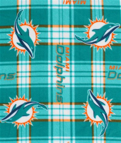 Fabric Traditions Miami Dolphins Plaid NFL Fleece Fabric