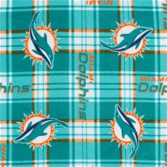 Miami Dolphins Plaid NFL Fleece Fabric