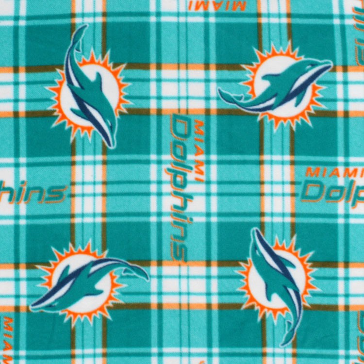 Fabric Traditions Miami Dolphins Plaid NFL Fleece Fabric