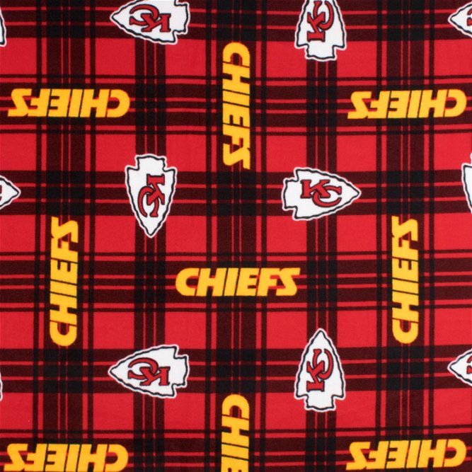Fabric Traditions Kansas City Chiefs Plaid NFL Fleece Fabric