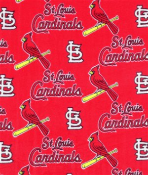 St. Louis Cardinals 58 100% Polyester Fleece Logo Sports Sewing & Craft  Fabric 10 yd By the Bolt, Red, White and Yellow