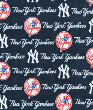 MLB Cotton Broadcloth New York Yankees Pink, Quilting Fabric by the Yard