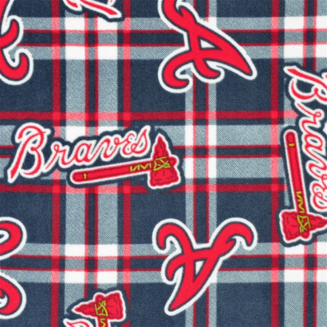 Fabric Traditions Atlanta Braves Plaid MLB Fleece Fabric