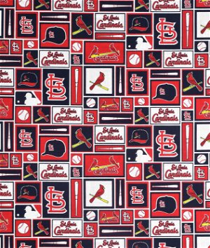 MLB Fleece St. Louis Cardinals Toss Red/Blue, Fabric by The Yard