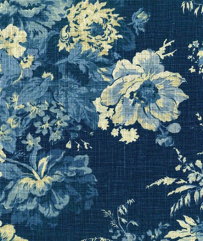 Waverly Ballad Bouquet Indigo Blue Fabric