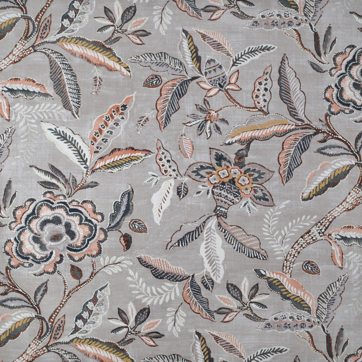 Blush Beige and Gray Floral Embroidery Upholstery Fabric by the