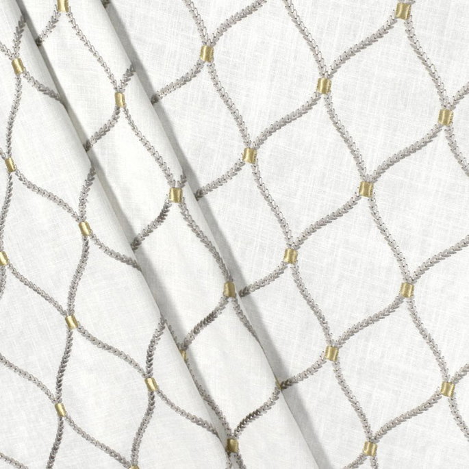 Williamsburg Deane Embroidery Smoke Fabric image 3 of 5