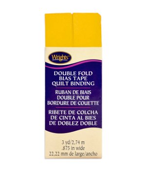 Wrights 7/8 inch Yellow Double Fold Bias Tape Quilt Binding - 3 Yards