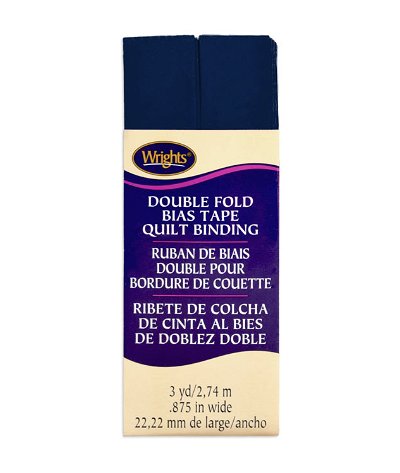 Wrights 7/8 inch Navy Double Fold Bias Tape Quilt Binding - 3 Yards
