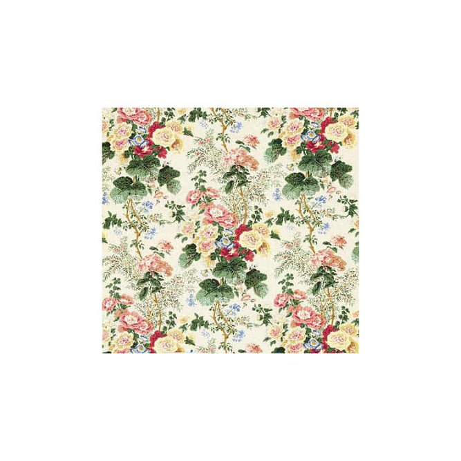 Lee Jofa Hollyhock Hand Block Linen White/Coral Fabric