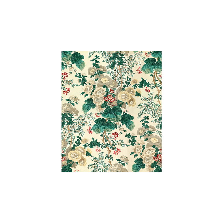 Lee Jofa Hollyhock Hand Block Cotton White/Brown Fabric