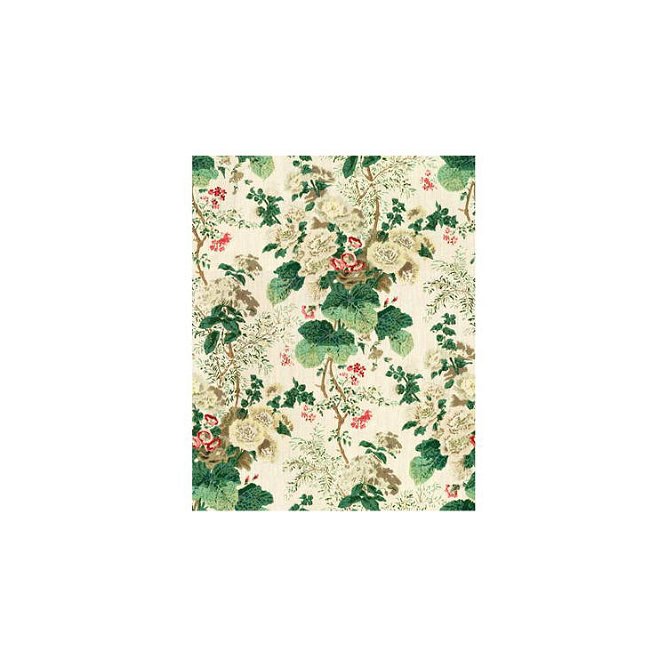 Lee Jofa Hollyhock Hand Block Linen White/Brown Fabric