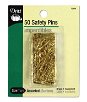 Dritz 50 Assorted Brass Safety Pins - Size 00/0