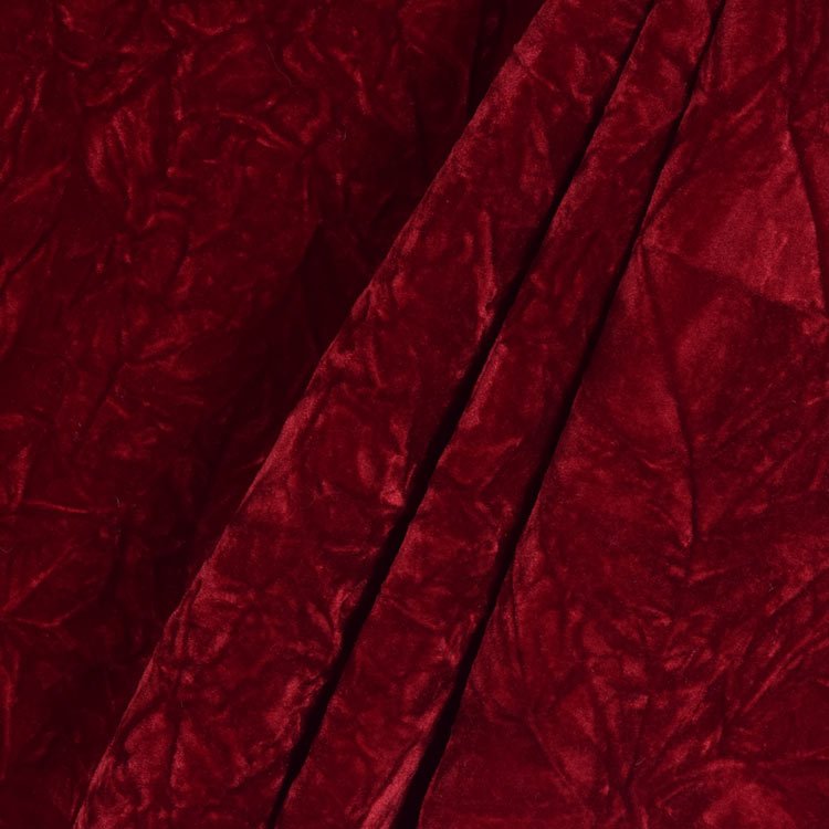 Dark Red Flocking Crushed Velvet Upholstery Fabric / 50 Yards Roll