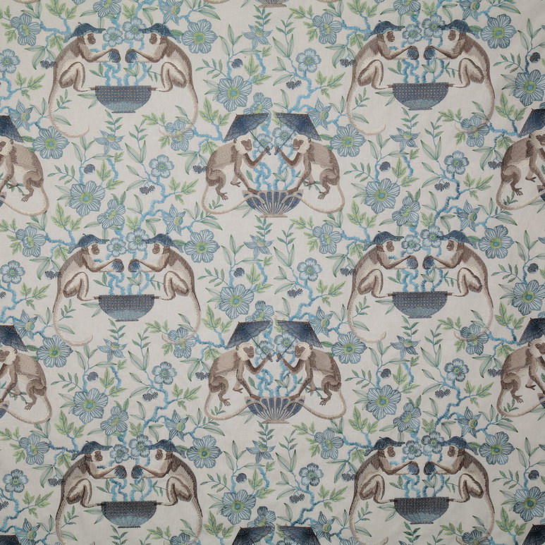 Pindler &amp; Pindler Cheeky Monkey Cornflower Fabric
